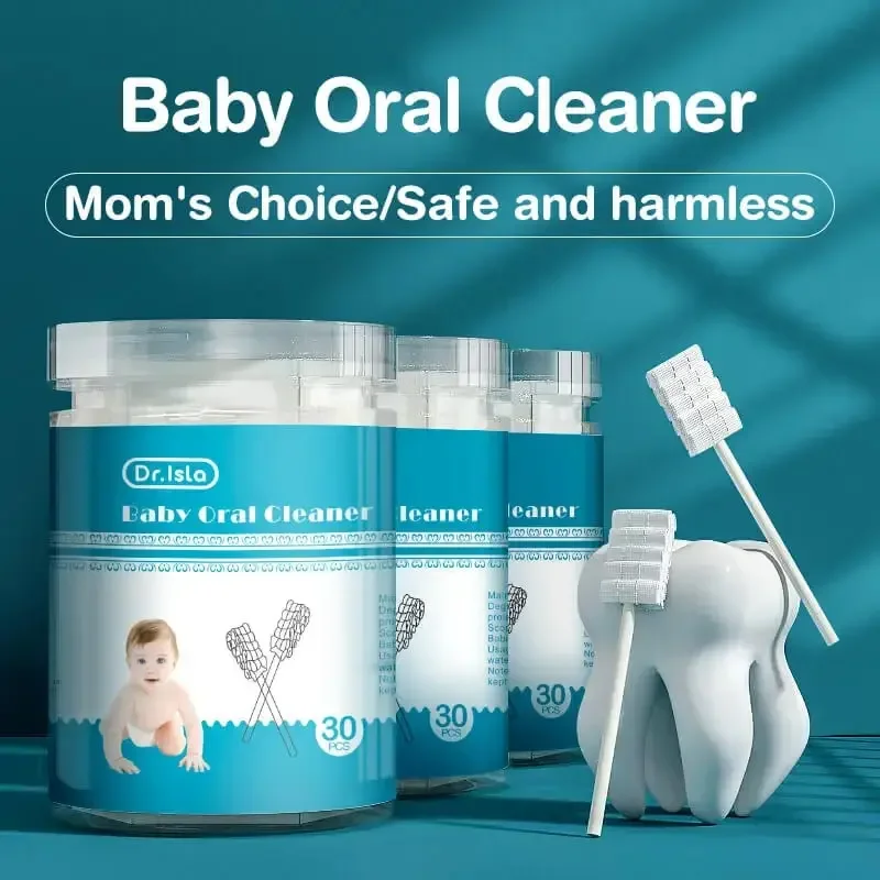 30/60 pçs bebê limpeza oral vara descartável limpador leite dentes gaze escova de dentes língua do bebê lavagem para recém-nascido cuidados orais