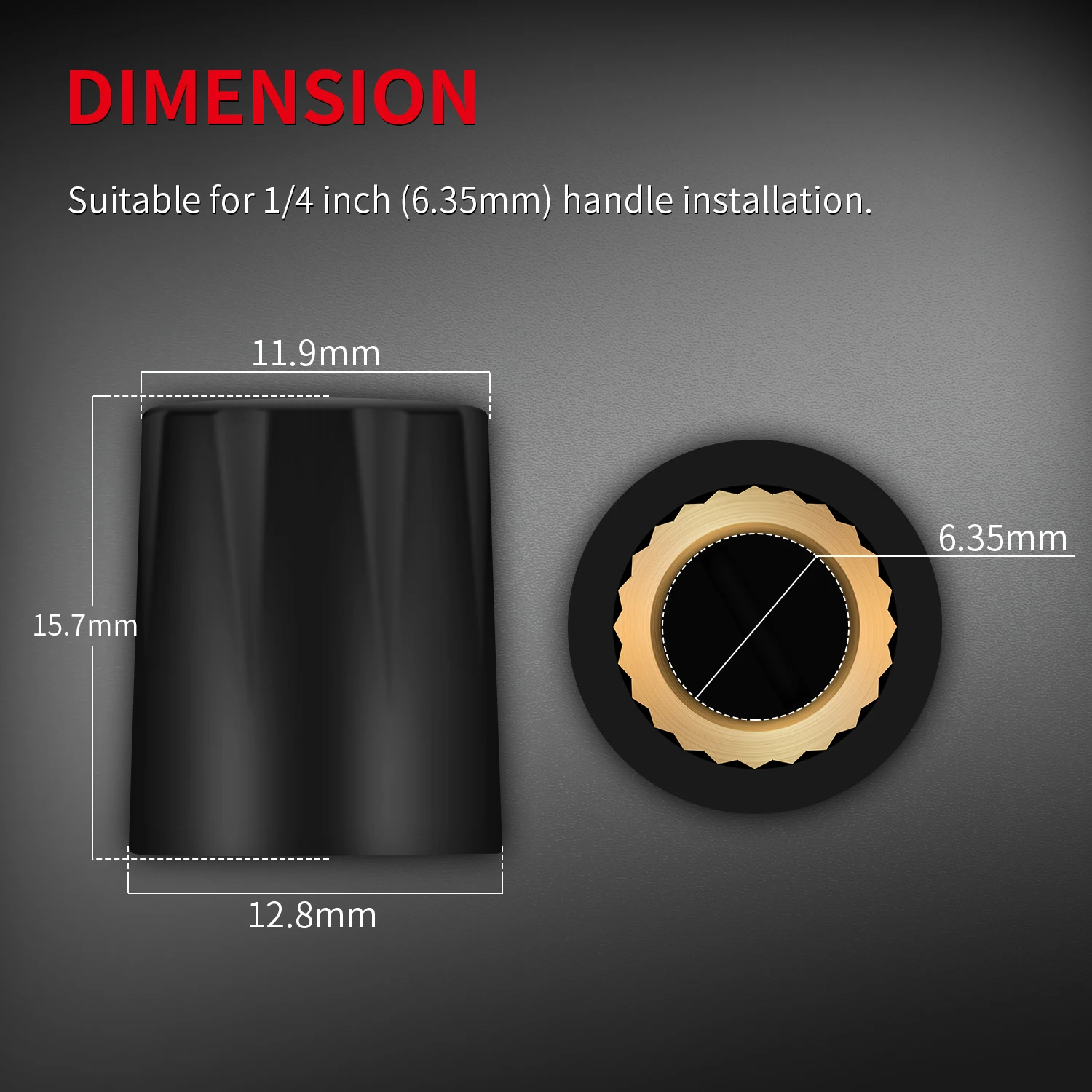 DaierTek 10 Stück Black Davies 1900h Clone Gitarreneffektpedalknopf 1/4 Schaftstellschraube für Verstärkerverstärker Boss Lautstärkeregler