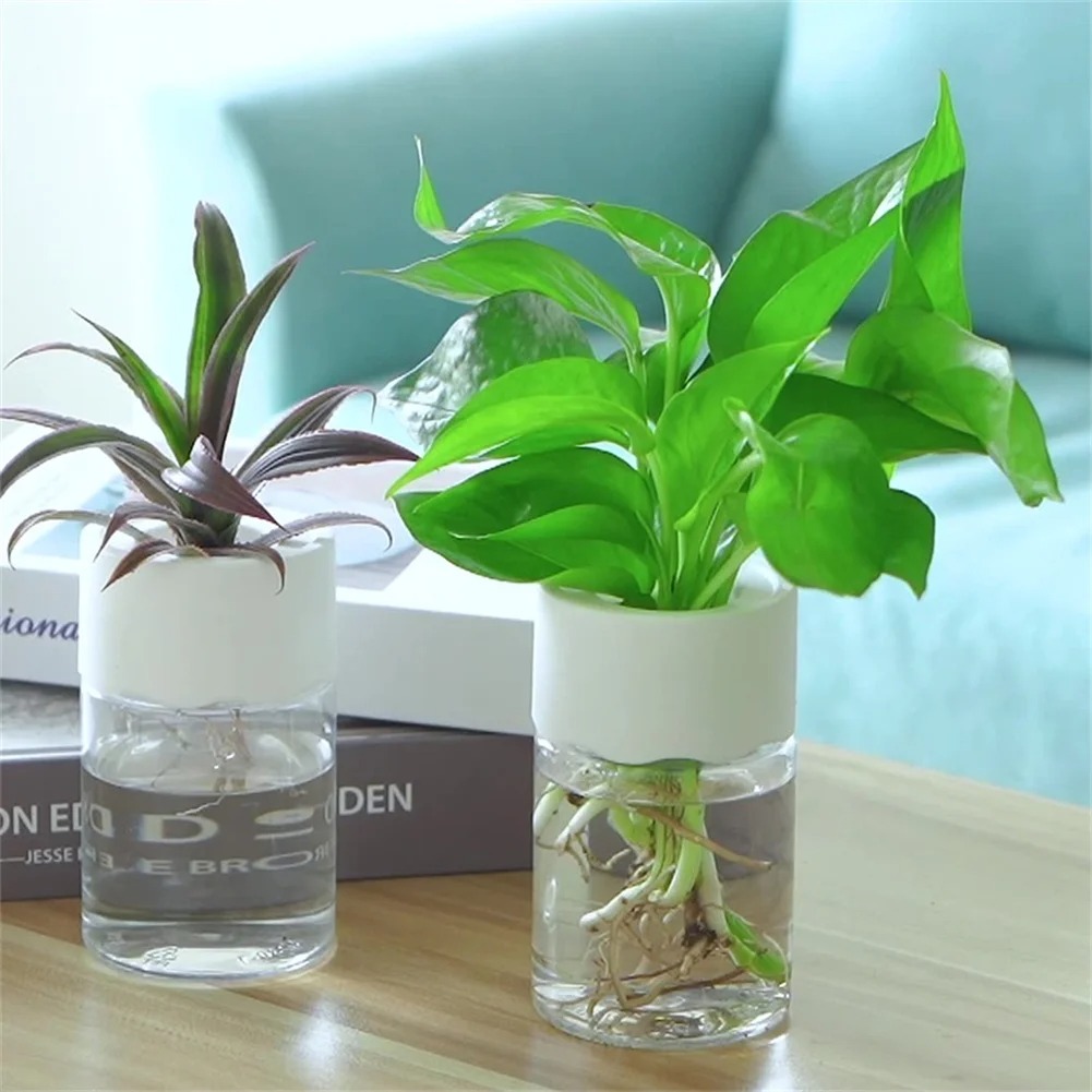 Mini maceta hidropónica para decoración del hogar, florero transparente de imitación de vidrio, macetas sin suelo, maceta de plantas verdes para decoración del hogar