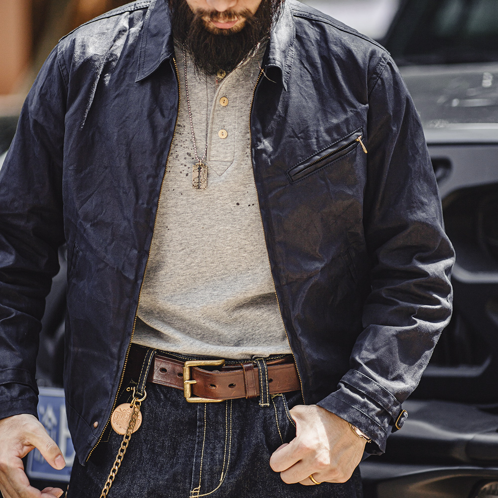Maden Nowa męska kurtka woskowana Retro IV z klapami i zamkiem błyskawicznym Krótka płócienna odzież wierzchnia na jesień w klasycznym stylu Slim Fit Jacket