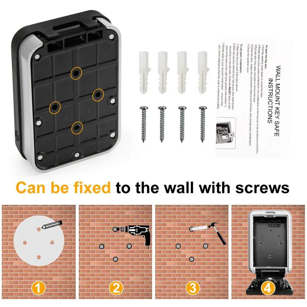 Treo Tường Chìa Khóa An Toàn Hộp Mini Lưu Trữ Keybox Chìa Khóa Lưu Trữ Khóa Hộp Có 4 Chữ Số Kết Hợp Chống Thấm Nước Dành Cho Ngoài Trời sử Dụng