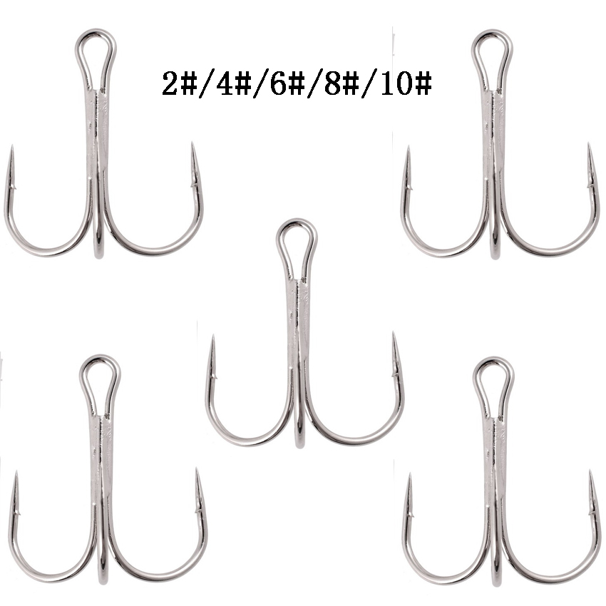 10 Cái/hộp Treble Móc 14 #-1/0 # Nước Mặn Móc Câu Cá Carbon Cao Cấp Thép Không Gỉ Fishhooks Cao Cấp Móc mồi Giả Câu Cá