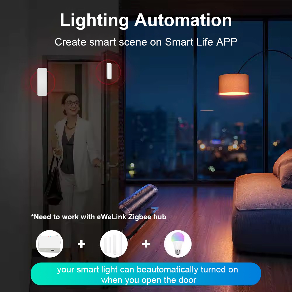 Датчик Двери И Окна ZigBee Для Домашней Безопасности Работает С Приложением eWeLink, Alexa Google Assistant