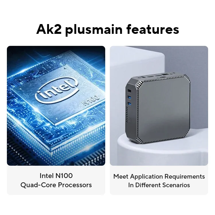 FIREBAT AK2 PLUS MiniPC Intel N100 Dual Band WiFi5 BT4.2 16GB 512GB Computer da gioco Desktop Mini PC Gamer
