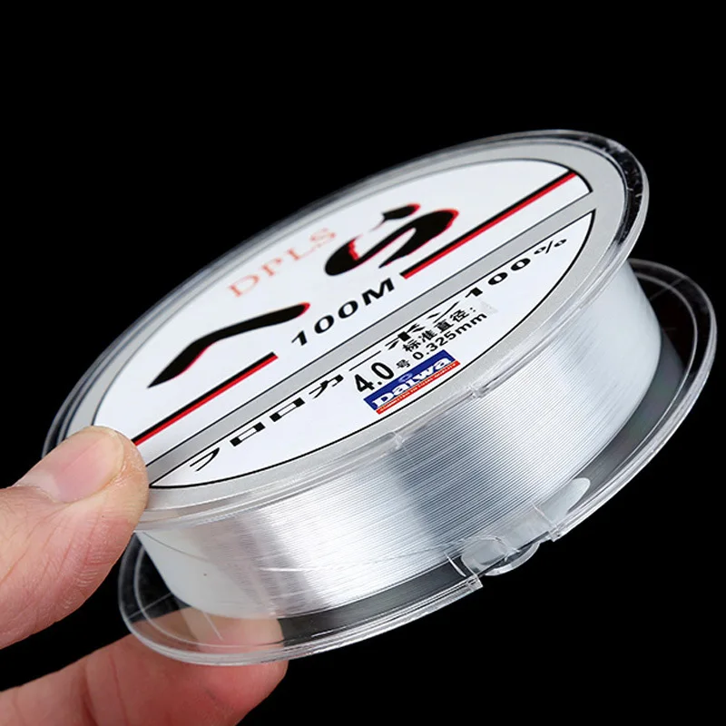 Línea de pesca de fluorocarbono de calidad Superior de 100M línea líder de fibra de carbono transparente de 4-32LB