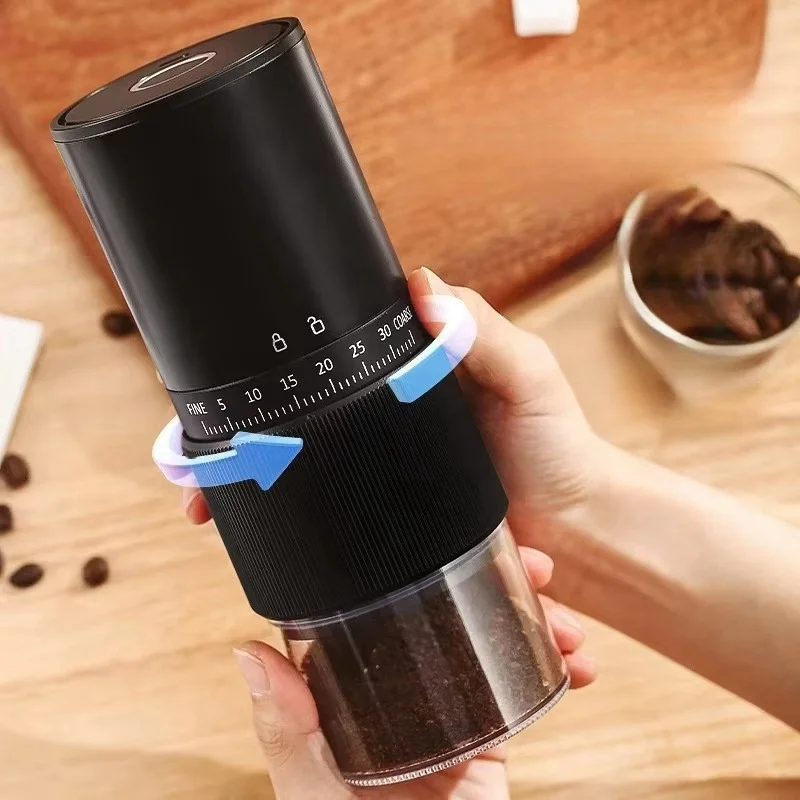 Nuevo Molinillo de café eléctrico portátil/Manual para el hogar, 30 engranajes, máquina de café ajustable externamente, molinillos recargables