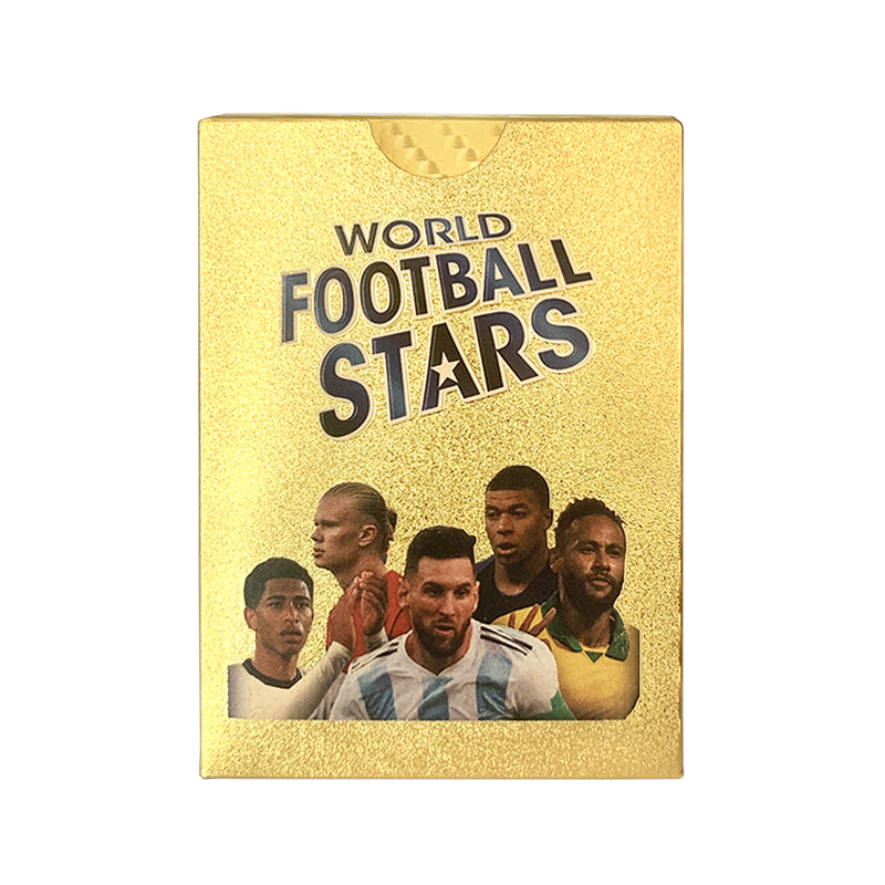 World Football Stars 27/55 ชิ้น Limited Edition Gold การ์ดพลาสติกวัสดุฟุตบอลของเล่นการ์ดพัดลมเด็กของขวัญ Pack