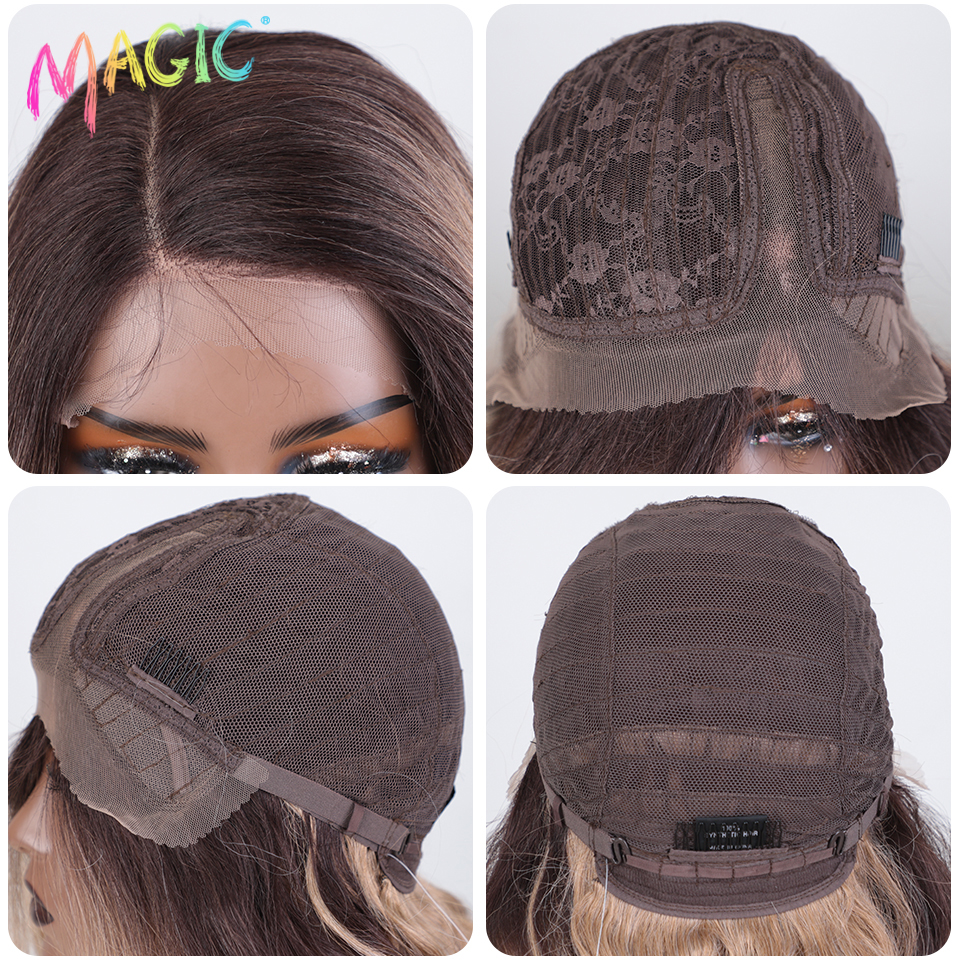 女性のための魔法の合成レースフロントウィッグ,波状,長い,ボディ,サイドパーツ,オンブル,ブロンド,コスプレ,36インチ