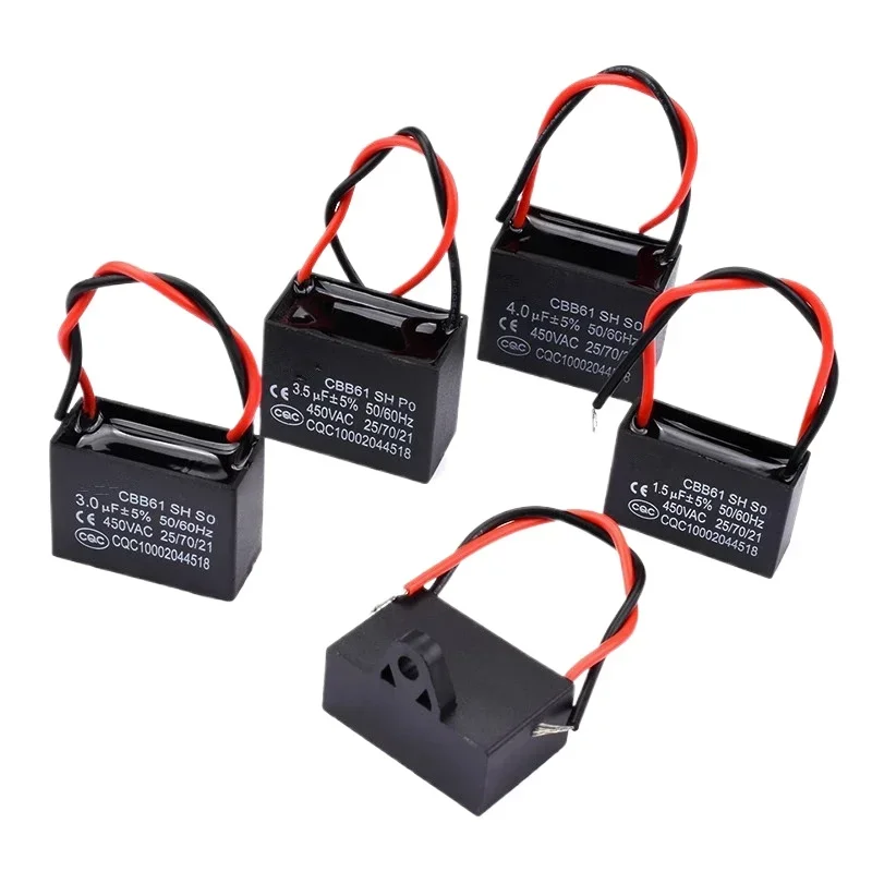 1PCS CBB61 fan starting capacitor 1.2/1 5/1.8/2/2.5/3/4/5/6/7UF ceiling fan range hood 450V
