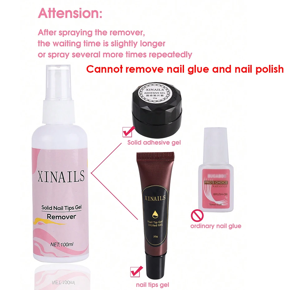 100ml faux ongles conseils adhésifs solides Gel dissolvant ongles liquide facile à adoucir dissolvant presse sur ongles Gel faux conseils dissolvant outils