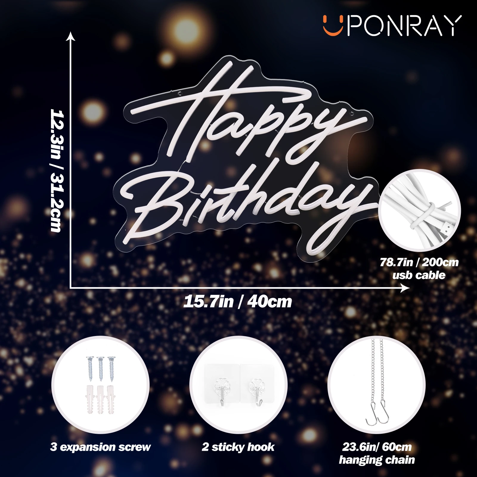 UponRay 생일 파티 장식용 LED 네온 사인, 베이비 네온 라이트, 파티 홈 행잉 장식