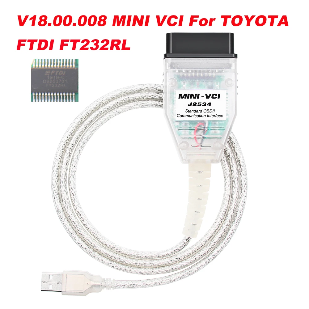 Mini vci para toyota tiss techstream v18.00.008 mini vci ftdi ft232rl chip j2534 obd2 cabo de diagnóstico do carro scanner diagnóstico automático