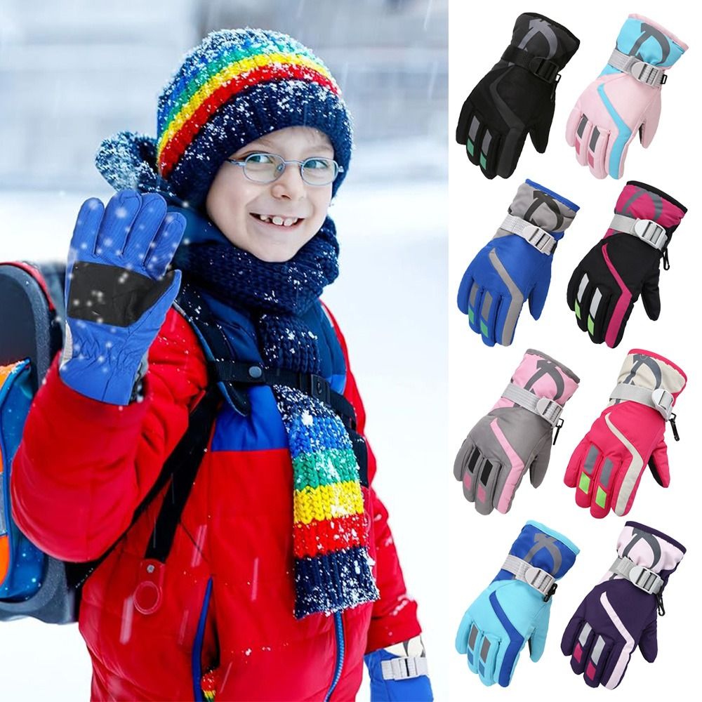 Novas crianças inverno neve luvas quentes menino meninas esqui snowboard à prova de vento à prova dwindproof água engrossar manter quente inverno deve