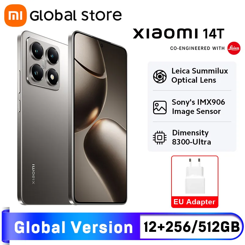 Глобальная версия смартфона Xiaomi 14T 5G, 12 ГБ ОЗУ, размер MTK, 8300-ультра процессор, 144 Гц, AI-дисплей, 50 МП, 67 Вт, HyperCharge NFC
