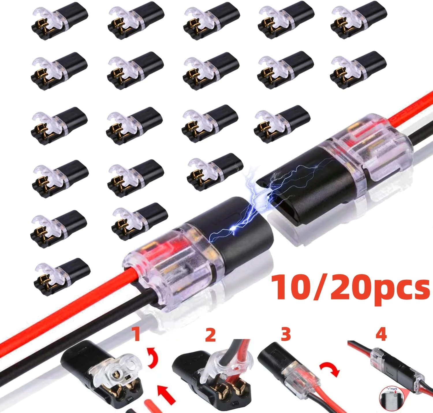 10/20 pezzi connettore plug-in a doppio filo con fibbia di bloccaggio connettore cavo LED collegabile 2 pin cavo compatto universale a 2 vie