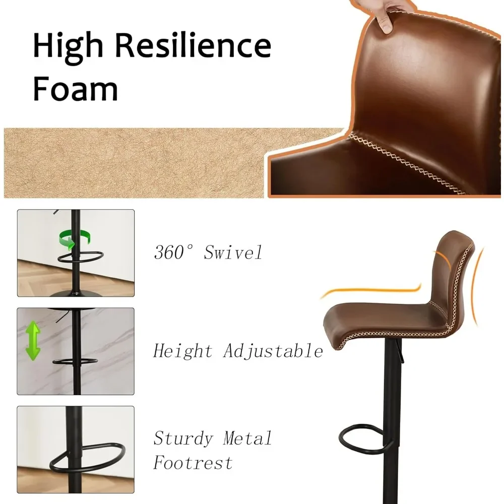 Swivel Set of 4, Counter Height with Back, Adjustable Stools 24" to 32", Bar Stools for Kitchen Island