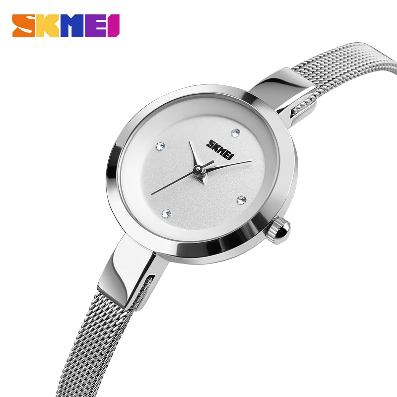 SKMEI Luxury Quartz สุภาพสตรีนาฬิกาสายบางแฟชั่นผู้หญิงนาฬิกาสแตนเลสหญิงนาฬิกาข้อมือ Relogio Feminino 1390