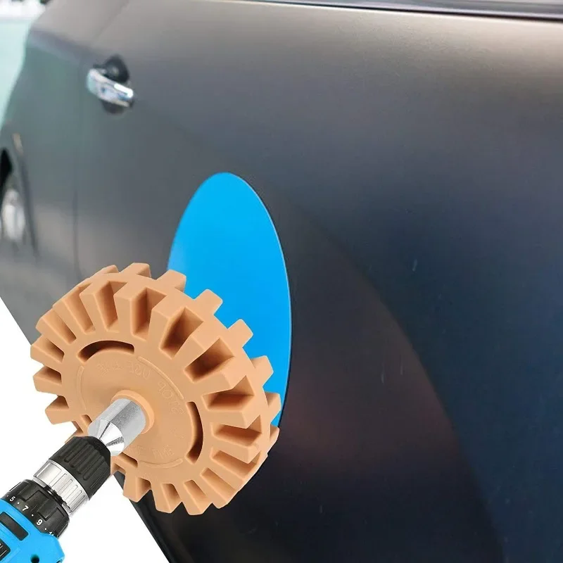 Rueda de goma para quitar adhesivo de rueda de borrador de coche, adaptador de taladro eléctrico suave, herramienta de eliminación de calcomanías de vinilo de goma para reparación de pintura