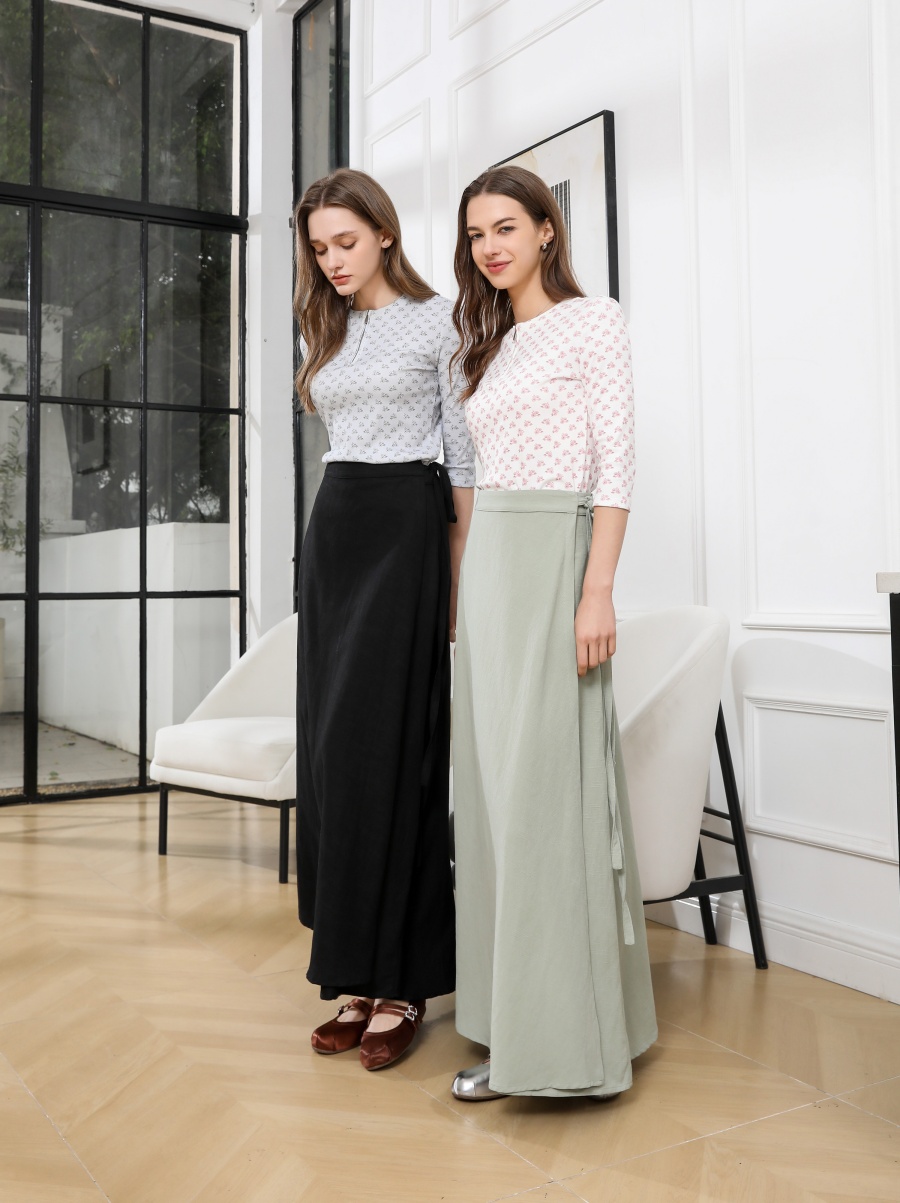 AS 2025 spring summer woman  linen one pieces  wrap skirts adjustable waist 2cm skirt high quality linen lady wear