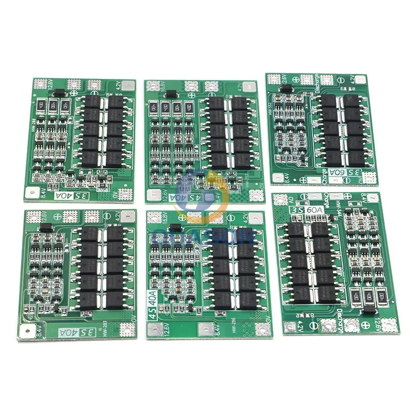 3S 4S 40A 60A Li-ion Sạc Pin Lithium Ban Bảo Vệ 18650 BMS Cho Máy Khoan Động Cơ 11.1V 12.6V/14.8V 16.8V Tăng Cường Cân Bằng