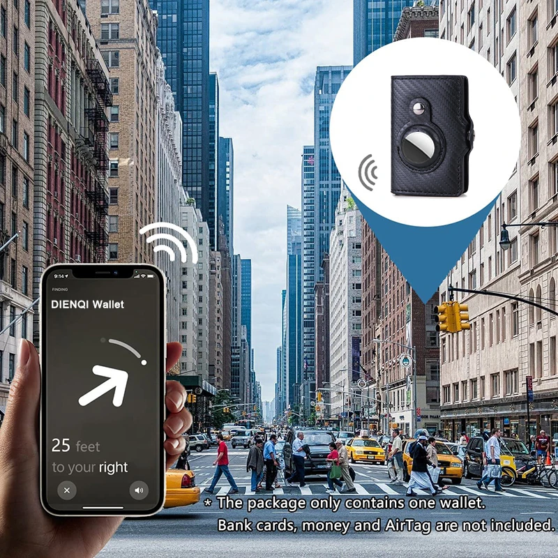 탄소 Rfid 카드 소지자 남성 여성 Airtag 지갑 돈 가방 가죽 지갑 Apple AirTags Tracker Air Tag 2023 용 슬림 얇은 지갑
