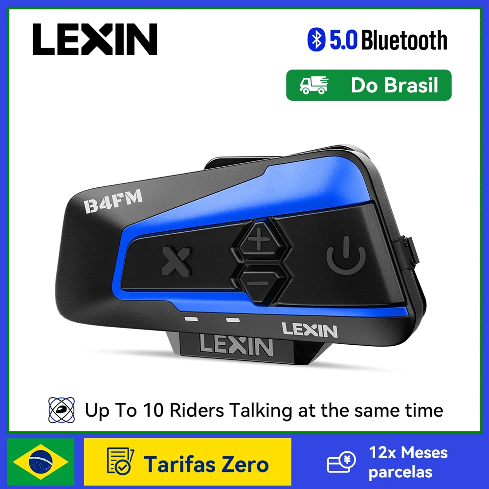 Marca lexin LX-B4FM-X para 10 pilotos intercom motocicleta capacete bluetooth fones de ouvido bt moto intercomunicador com rádio fm