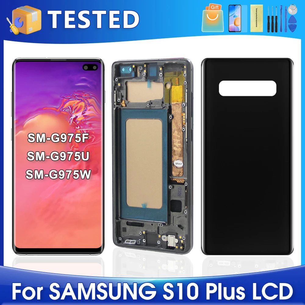 6,4 ''S10 Plus для Samsung протестирован S10 + G975F G975U G975W G975 ЖК-дисплей с цифровым преобразователем сенсорного экрана в сборе, замена