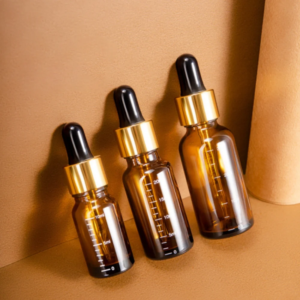 5ml 10ml 15ml 20ml 30ml 50ml 100ml Amber Glass Dropper Bottle Essential Oil Liquid Container Refillable Empty Sample Bottle