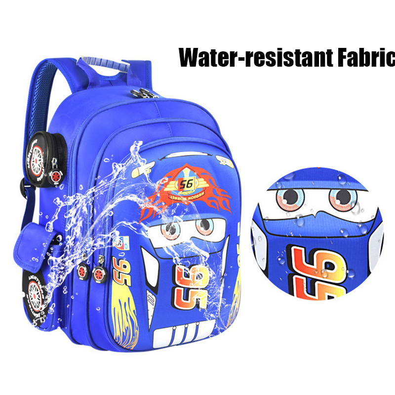 Disney Car Children's Bag Kindergarten Boy's Backpack Lightning Cartoon Multi Pocket Three-dimensional Schoolbag For Kids