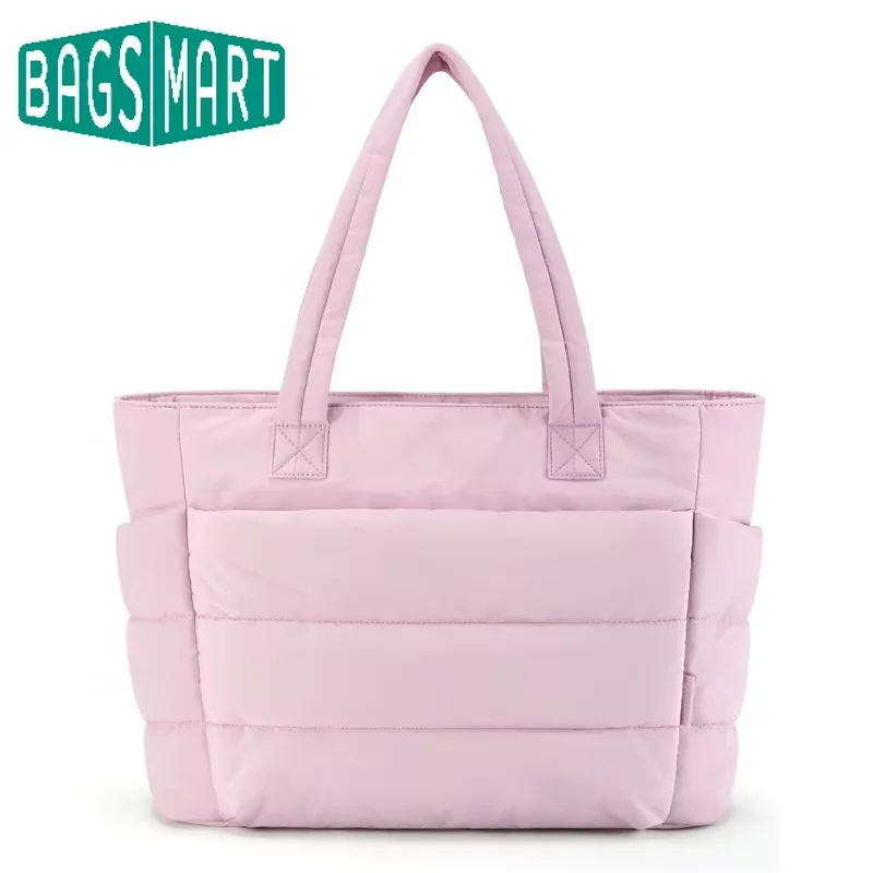 BAGSMART bolso de mujer bolso de mano de Color sólido desplazamientos universitarios bolso de hombro acolchado ocio bolsos femeninos simples para viajes