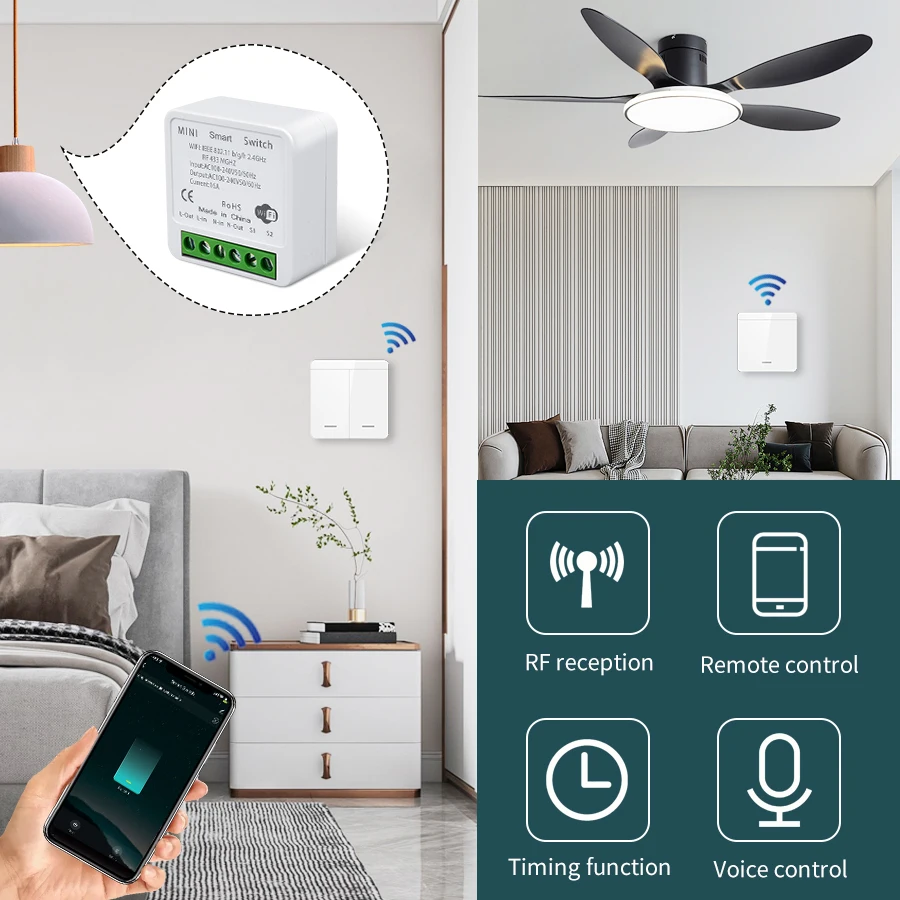 Tuya Smart WiFi Switch RF 433MHz Bezprzewodowy włącznik światła 1/2/3Gang Wall Switch Smart Life APP Sterowanie głosowe z Alexa Google Home