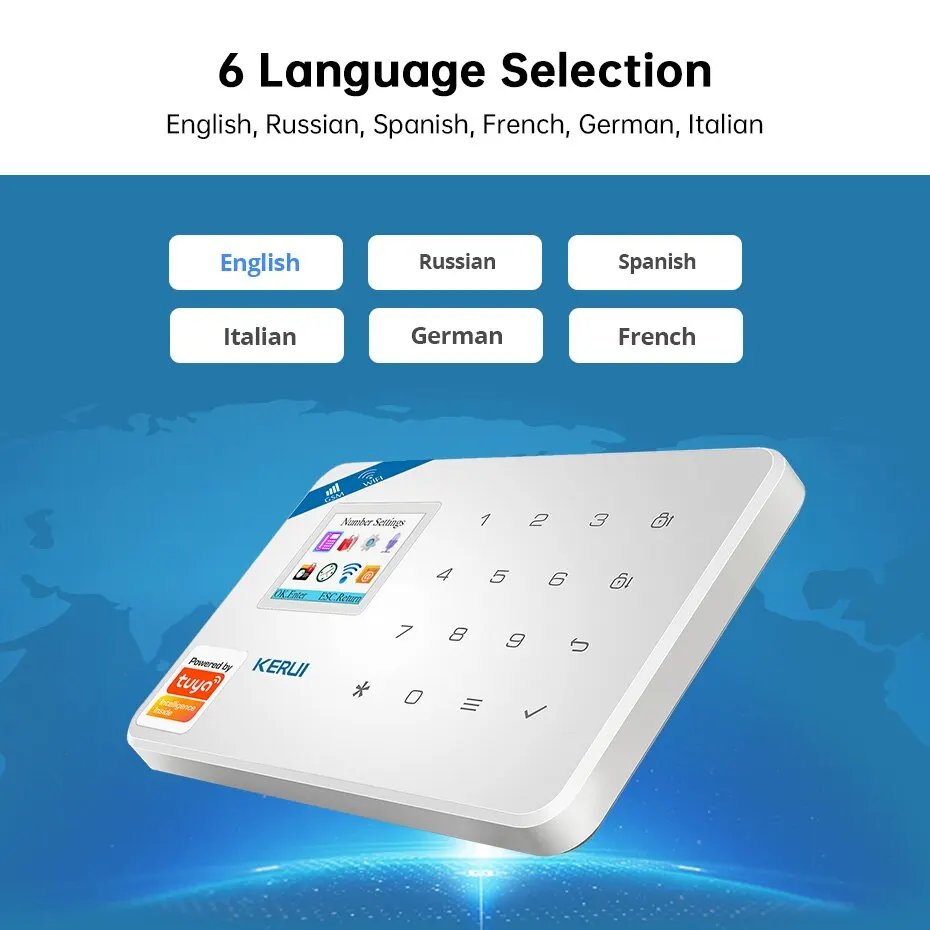 Kerui w181 tuya inteligente wifi gsm sistema de alarme segurança funciona com alexa casa detector movimento do assaltante sensor porta ao ar livre câmera