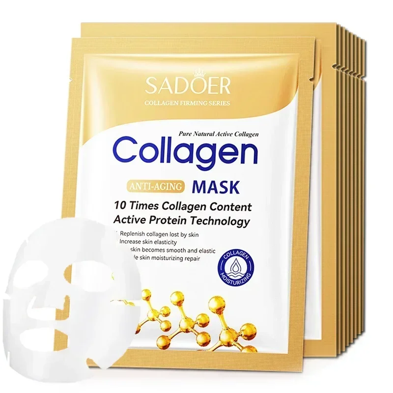 10 pçs sadoer colágeno anti rugas máscara facial hidratante anti envelhecimento reparação iluminando máscaras faciais cuidados com a pele