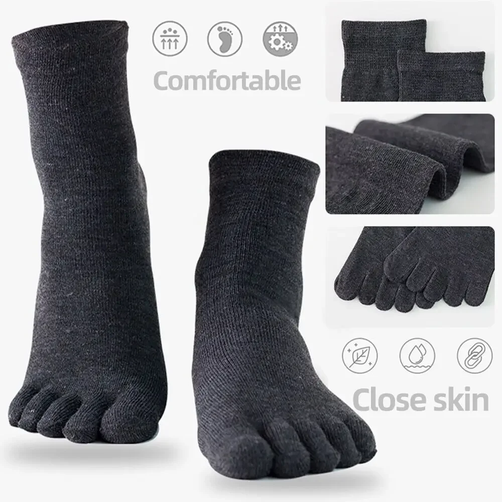 10 Uds = 5 pares de calcetines largos de cinco dedos para hombre, calcetines deportivos informales para correr con dedos separados, medias desodorantes para el sudor, calcetines antideslizantes para equipo
