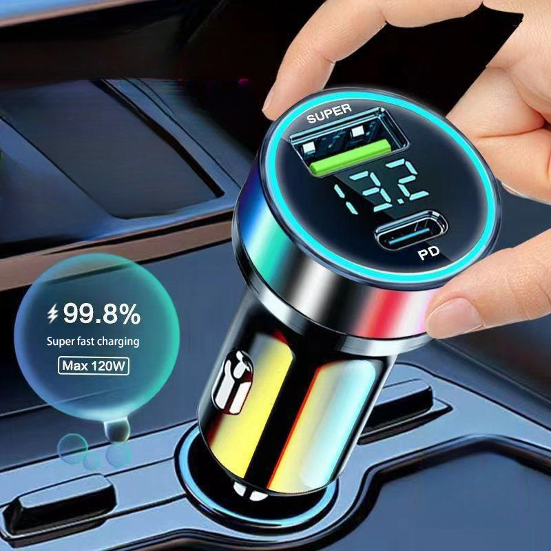 Autolader Snel opladen 240 W 2 USB-poortadapter met digitaal display Stroom- en startsysteem Oplader Elektrische apparaten