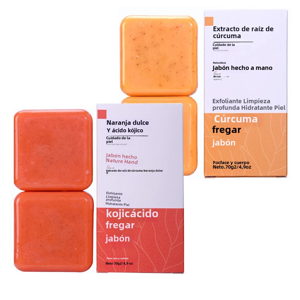 Jabón exfoliante de ácido kójico y naranja dulce, 70g/140g, glutatión, leche de coco, cedro, barra iluminadora para el cuidado de la piel de cúrcuma