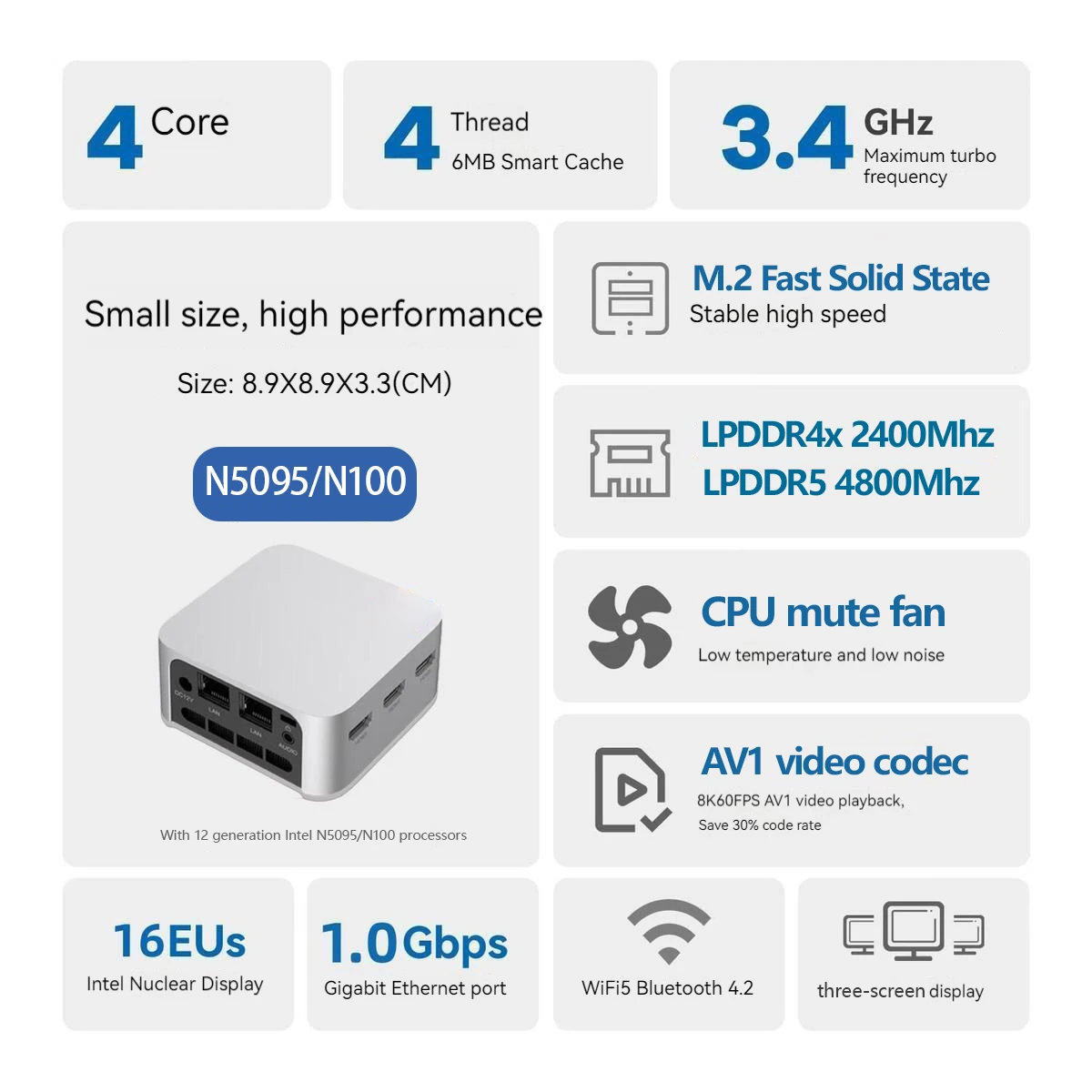 FIREBAT T8 Pro Plus Mini PC Intel Celeron N100 Desktop Gaming Computer 8GB 16GB 256GB 512GB DDR4 DDR5 WIFI5 BT4.2