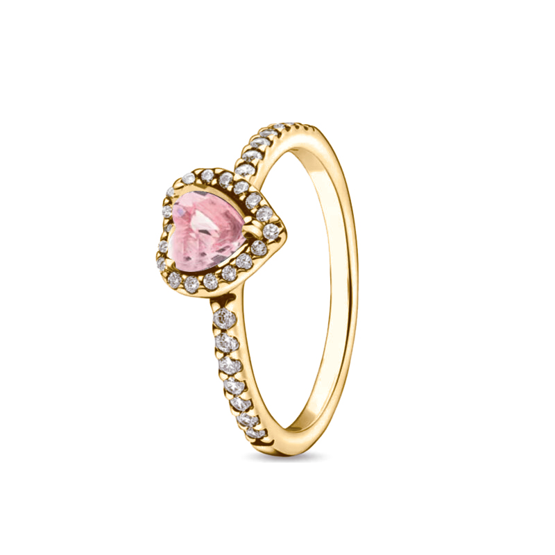 Exquisite Gold Color Series 925 Sterling Silver Classic Square Heart Shaped Ring Ring Charm Jewelry Birthday Party Gift