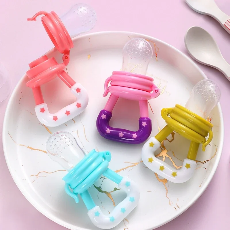 Baby Fruit and Vegetable Teether Fresh Food Supplement Toys Infant Fruit Teething Silicone Pouches Baby Feeding Tableware
