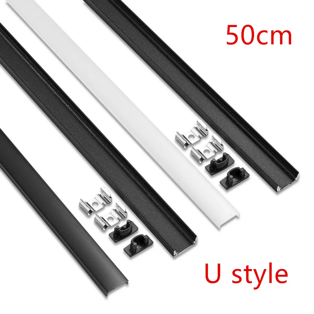 Perfil de aluminio LED cubierta negra barra led 50cm tira de luz led perfil de aluminio para interior de casa techo pared esquina