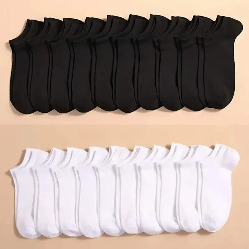 5 Pairs Unisex Casual Plain Color Boat Socks Thin Breathable Comfy Anti Odor Sweat-absorbing Low Cut Ankle Socks For Men Women