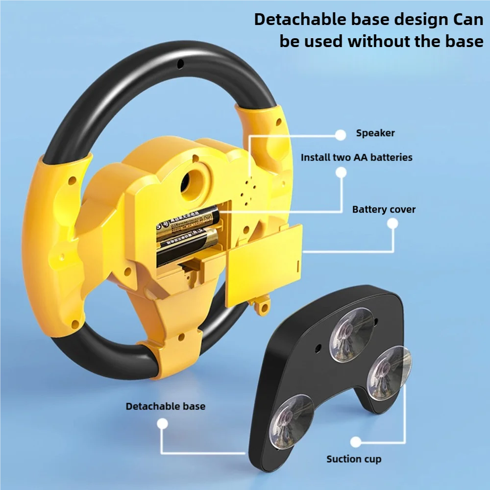 Children's Steering Wheel Toy Simulates Co-Pilot 360-Degree Rotating Music Steering Wheel Educational Enlightenment Toy