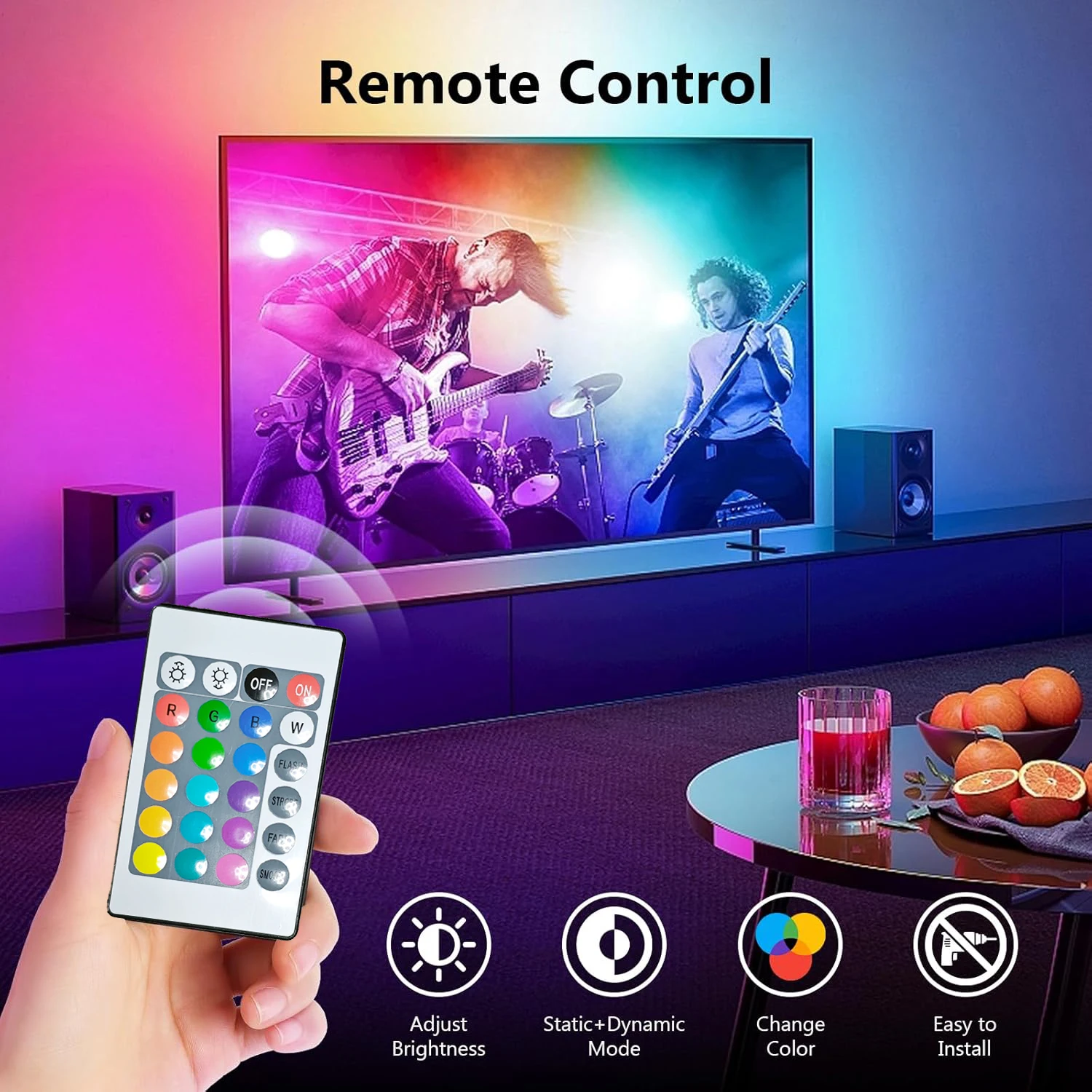 Lampada LED USB 5V, applicazione e telecomando con chiave 24k, lampada a diodi a striscia flessibile RGB, utilizzata per lo sfondo della TV, perfetta per interni