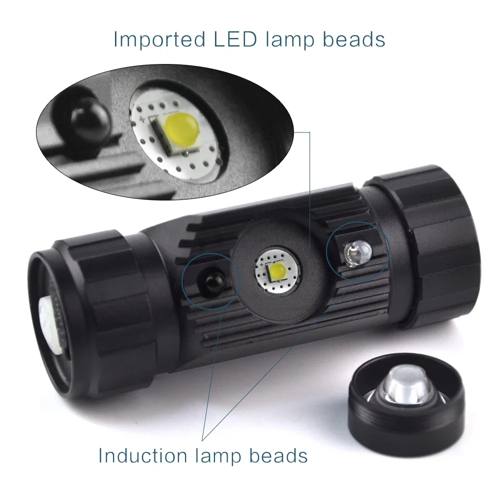 BORUiT 020 Sensor de movimiento LED faro 1000LM tipo C recargable faro impermeable Camping caza cabeza antorcha