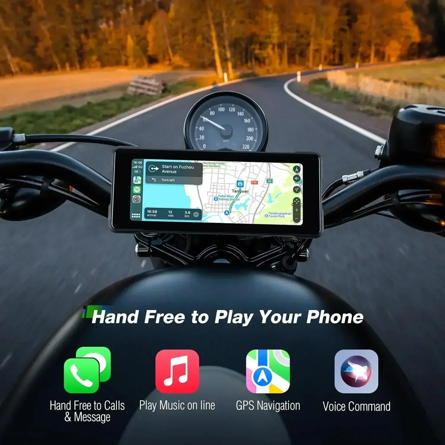 7 "Zoll Motorrad DVR Drahtlose Apple Carplay Moto Android Auto LCD Display IP67 Wasserdichte Monitor GPS Navigation Tragbare