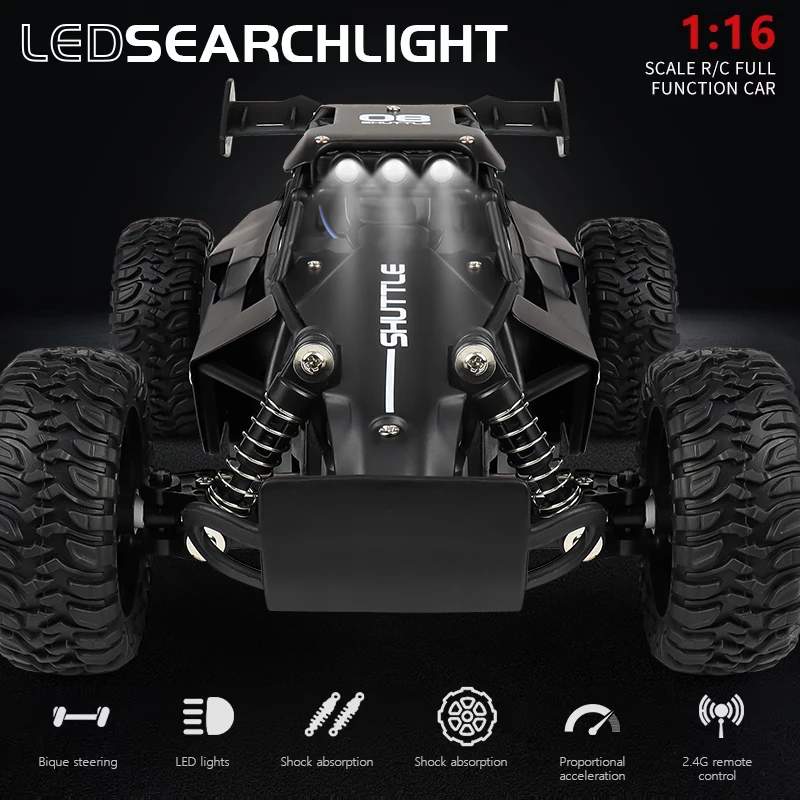 ZWN 1:16 2.4Gh Modello RC Auto Con Luci A LED 2WD Fuoristrada Telecomando Veicolo Da Arrampicata Auto All'aperto Giocattoli per Ragazzi Ragazze Regali