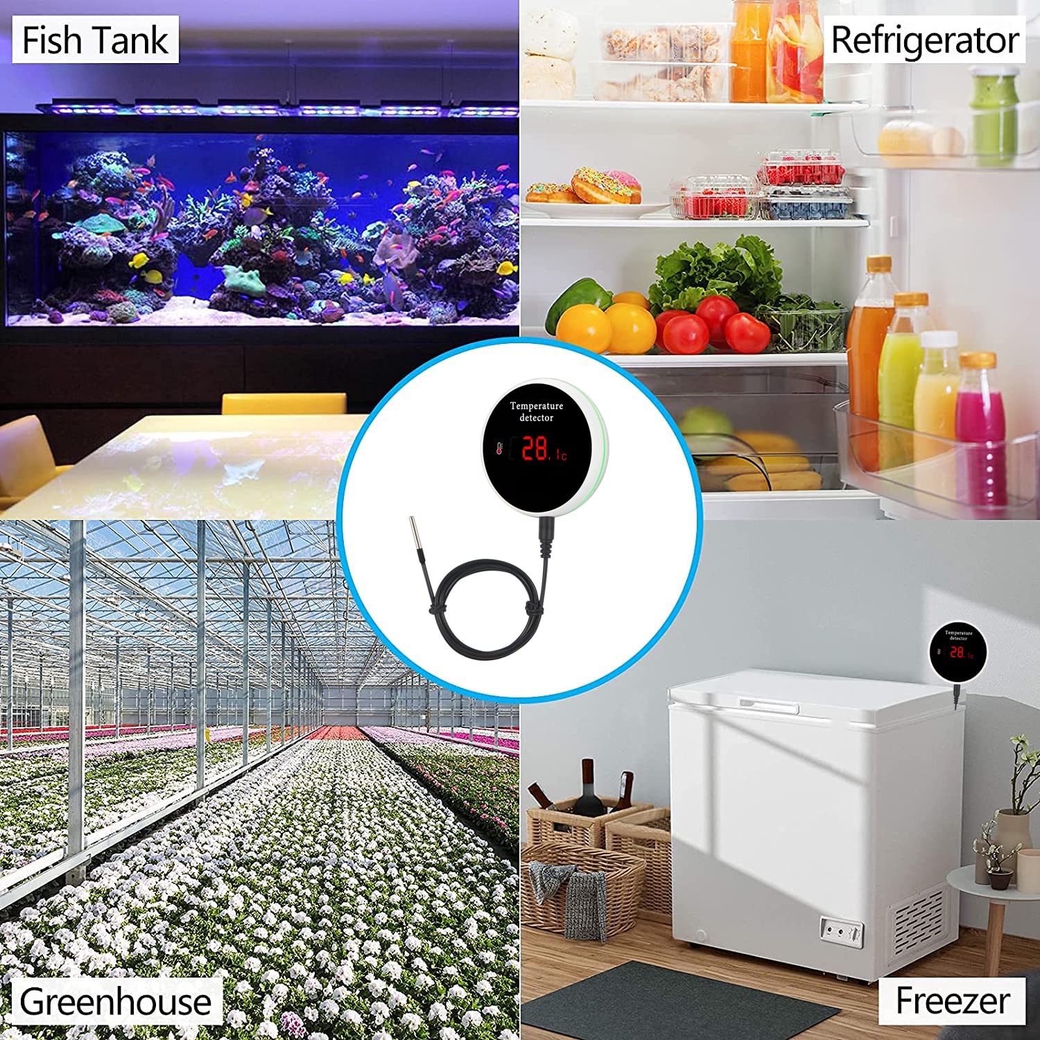 Tuya-sensor de temperatura y humedad con WiFi, sonda externa, Monitor remoto, alarma, termómetro interior, higrómetro, Detector, aplicación Smart Life