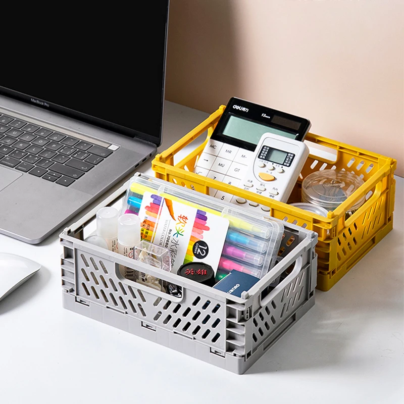 Mr. Paper, Mini Folding Plastic Storage Box, Office Desktop Tape Stationery Cosmetics Storage and Organizing Frame