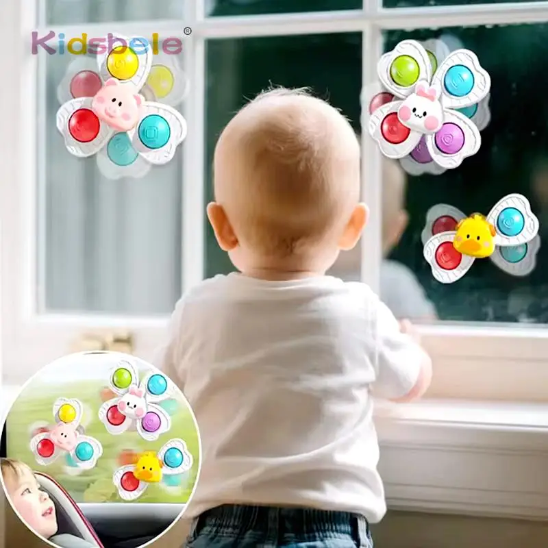 Baby Sucker Fidget ปั่นของเล่นโต๊ะรับประทานอาหารห้องน้ําหน้าต่าง Travel สนุก SPINNER ของเล่น 3 PCS ทารก Sensory Stress Reliever ของขวัญ