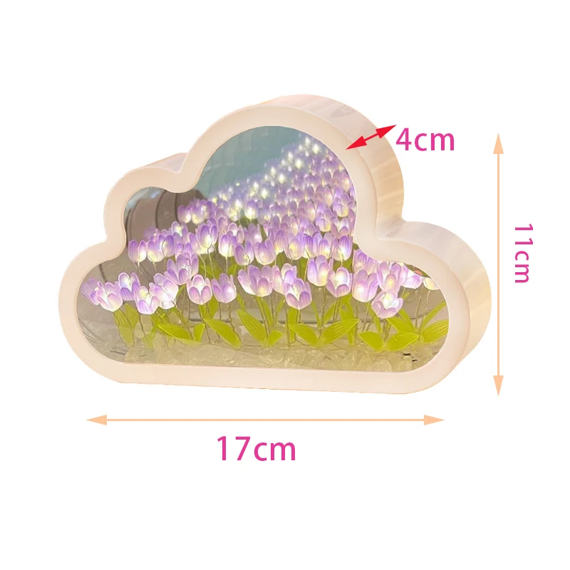 手作りのチューリップ型の花の形をしたLEDランプ,室内装飾ライト,鏡,テーブル,寝室,海,雲,DIY,新品